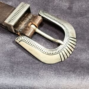Retro Cowboy Silver and Brown Men's Belt Size 36/38